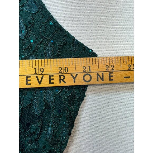 Connected Apparel Womens Floral Lace Sequin Slit Maxi Dress Size 16 Hunter Green - Picture 7 of 13